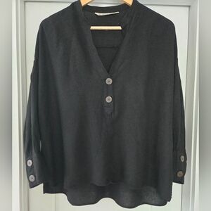 Zara Black Mandarin Collar Boxy Blouse